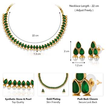 Green necklace earrings set ethnic jewellery gift for women 4