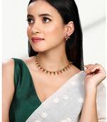 Rani pink green necklace earrings set ethnic jewellery gift for women