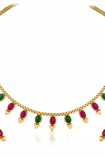 Rani pink green necklace earrings set ethnic jewellery gift for women