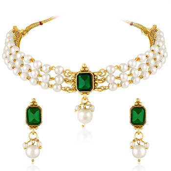White green necklace earrings set ethnic jewellery gift for women 3