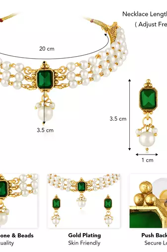 White green necklace earrings set ethnic jewellery gift for women