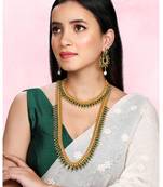 Green long necklace with choker earrings set ethnic jewellery gift for women