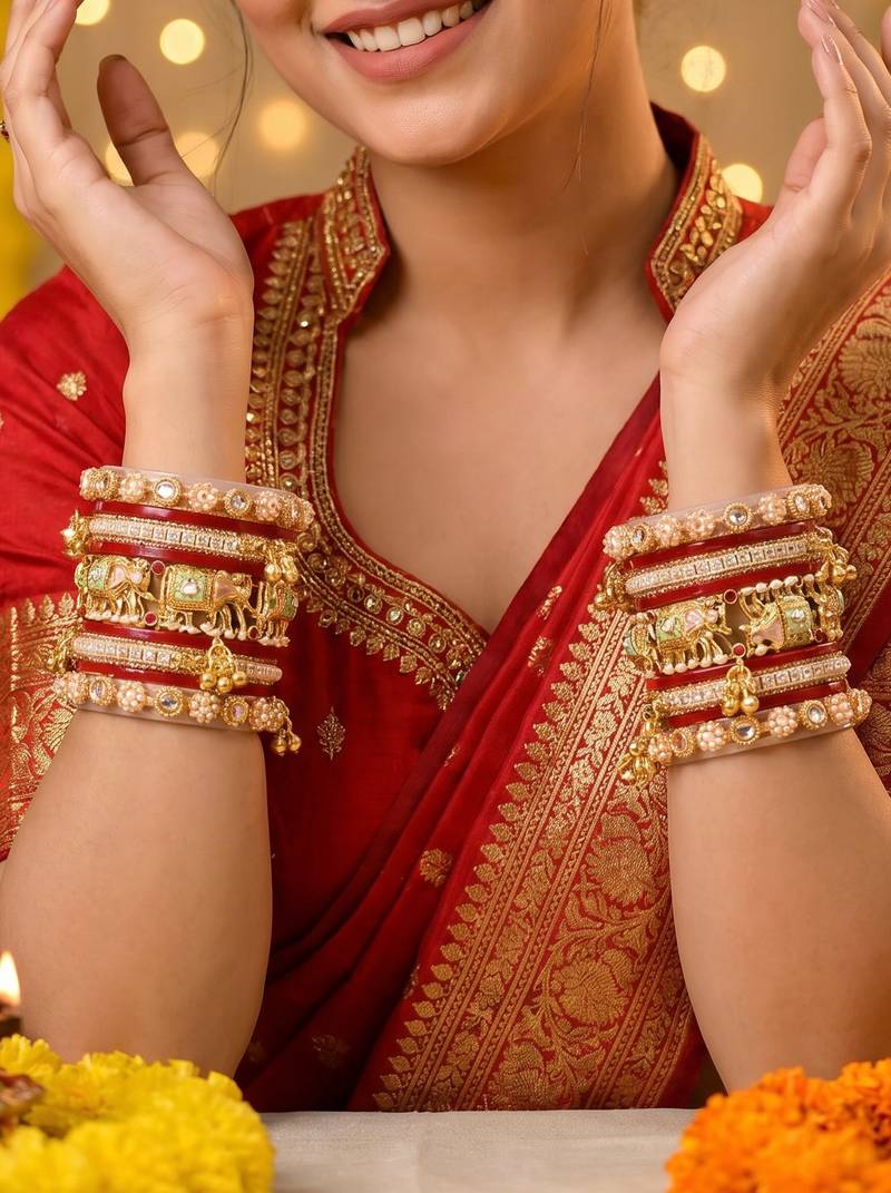 Red bridal chuda set for wedding