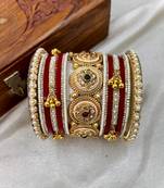 Premium red bridal chura with golden work