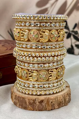 Traditional kundan rajwada bridal bangles