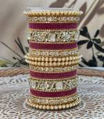 Pearl & kundan traditional bangles set
