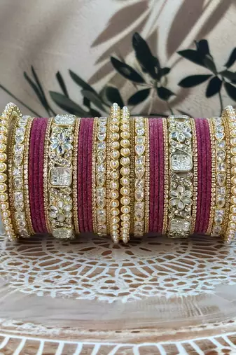 Pearl & kundan traditional bangles set
