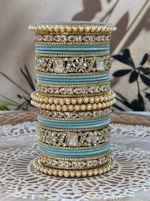 Pearl & kundan traditional bangles set 1