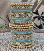 Pearl & kundan traditional bangles set