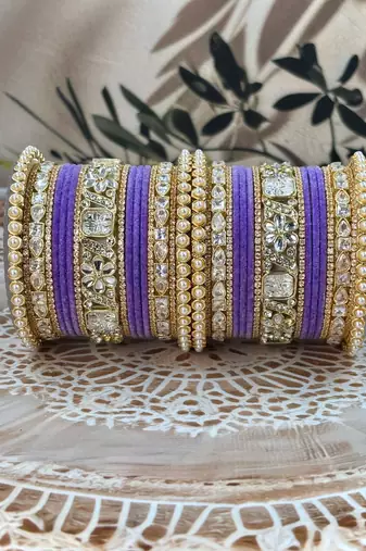 Pearl & kundan traditional bangles set
