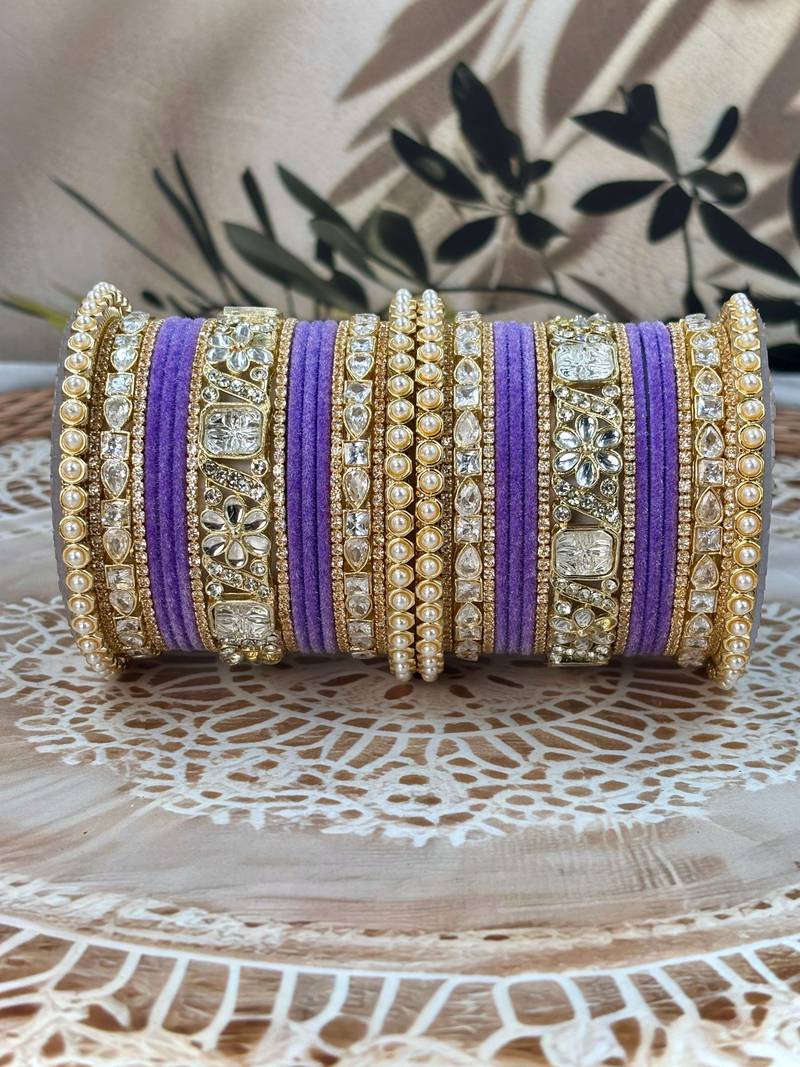 Pearl & kundan traditional bangles set