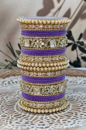 Pearl & kundan traditional bangles set