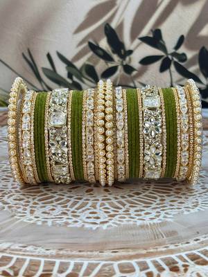 Pearl & kundan traditional bangles set 1