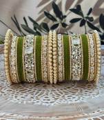 Pearl & kundan traditional bangles set