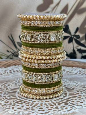 Pearl & kundan traditional bangles set 2