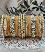 Pearl & kundan traditional bangles set