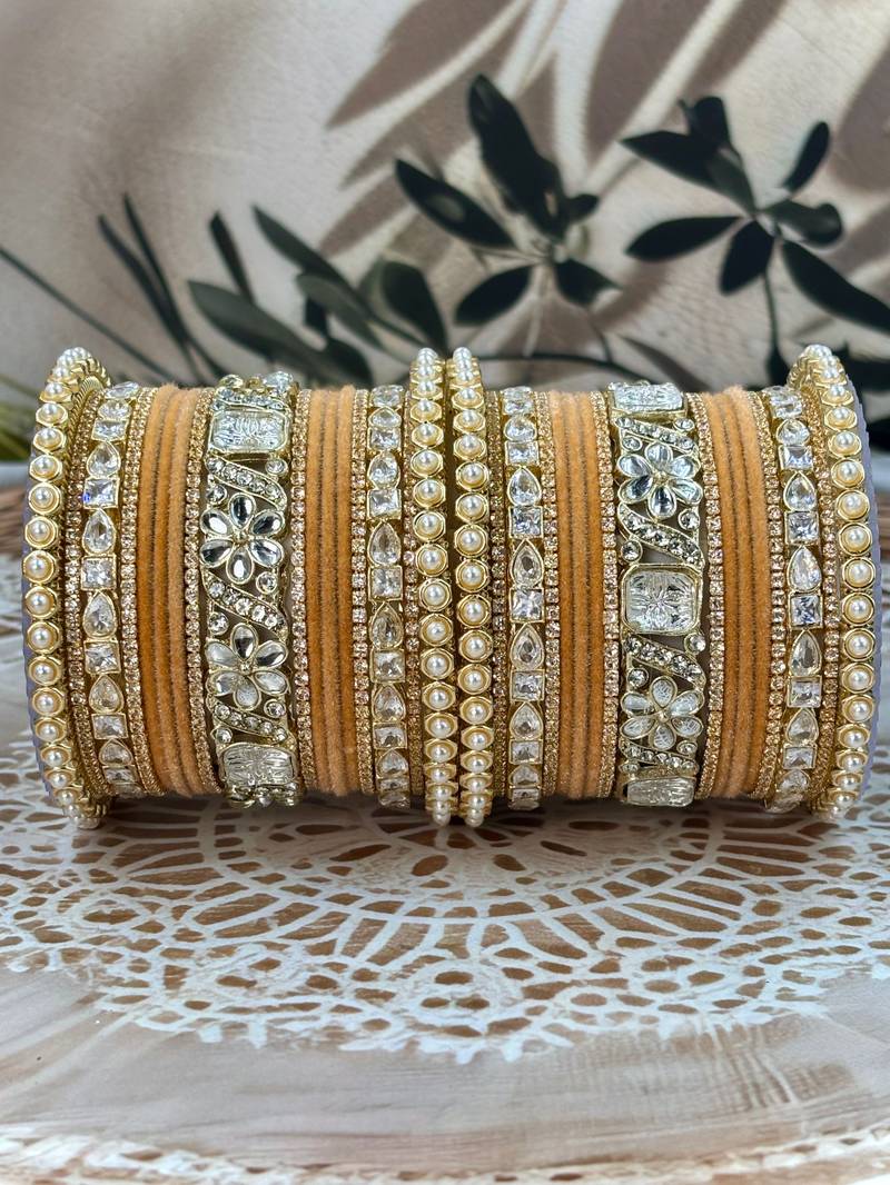 Pearl & kundan traditional bangles set