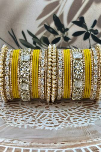 Pearl & kundan traditional bangles set