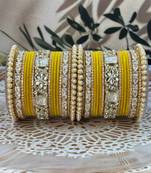 Pearl & kundan traditional bangles set