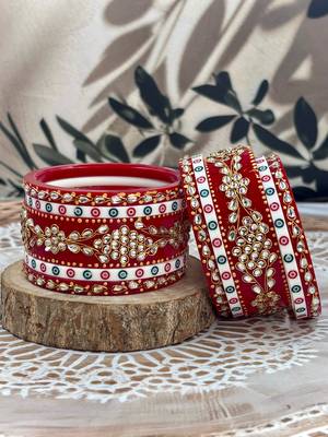 Traditional rajwadi chuda with kundan work 1