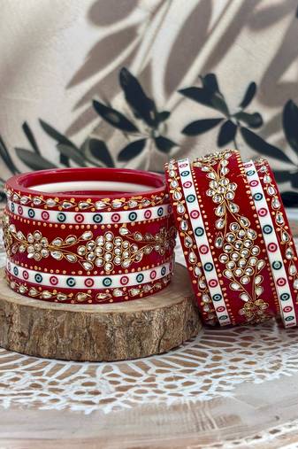 Traditional rajwadi chuda with kundan work