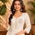 White faux georgette beads embroidery straight semi stitched suit