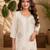 White faux georgette beads embroidery straight semi stitched suit