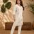 White faux georgette beads embroidery straight semi stitched suit