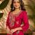 Red fendi beads embroidery straight semi stitched suit