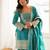 Sea green embroidered vichitra silk kurta farshi salwar set with dupatta