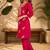 Red fendi beads embroidery straight semi stitched suit
