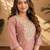 Dusty pink fendi beads embroidery straight semi stitched suit