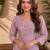 Dusty purple fendi beads embroidery straight semi stitched suit