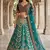 Green Mulmul silk festive lehenga with velvet blouse and organza dupatta For Women's