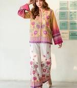 Mustard rayon printed co-ord set