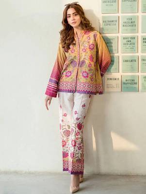 Mustard rayon printed co-ord set 2