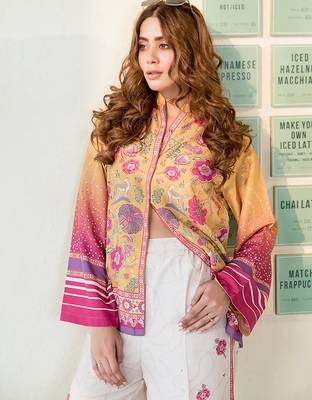 Mustard rayon printed co-ord set 3