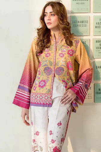 Mustard rayon printed co-ord set