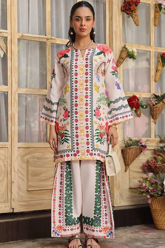 Off white rayon printed co-ord set