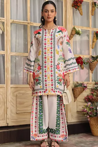 Off white rayon printed co-ord set