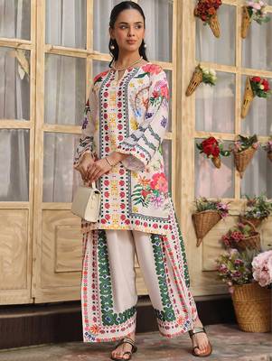 Off white rayon printed co-ord set 2