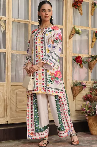 Off white rayon printed co-ord set