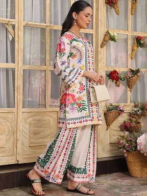 Off white rayon printed co-ord set 3