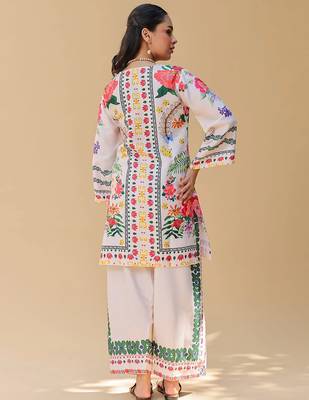 Off white rayon printed co-ord set 4