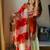 Rust satin silk heavy thread embroidery work kurta gharara set