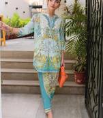 Sky blue rayon printed co-ord set