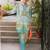 Sky blue rayon printed co-ord set