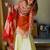 Rust satin silk heavy thread embroidery work kurta gharara set