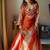 Rust satin silk heavy thread embroidery work kurta gharara set