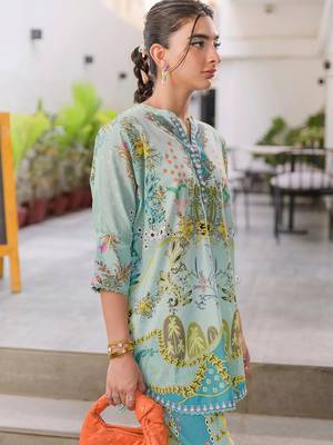 Sky blue rayon printed co-ord set 4